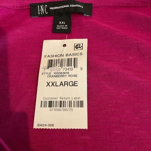INC International Concepts Blouse Round Neck Pink Fuchsia Rose Side Knot Tie XXL - Picture 3 of 11